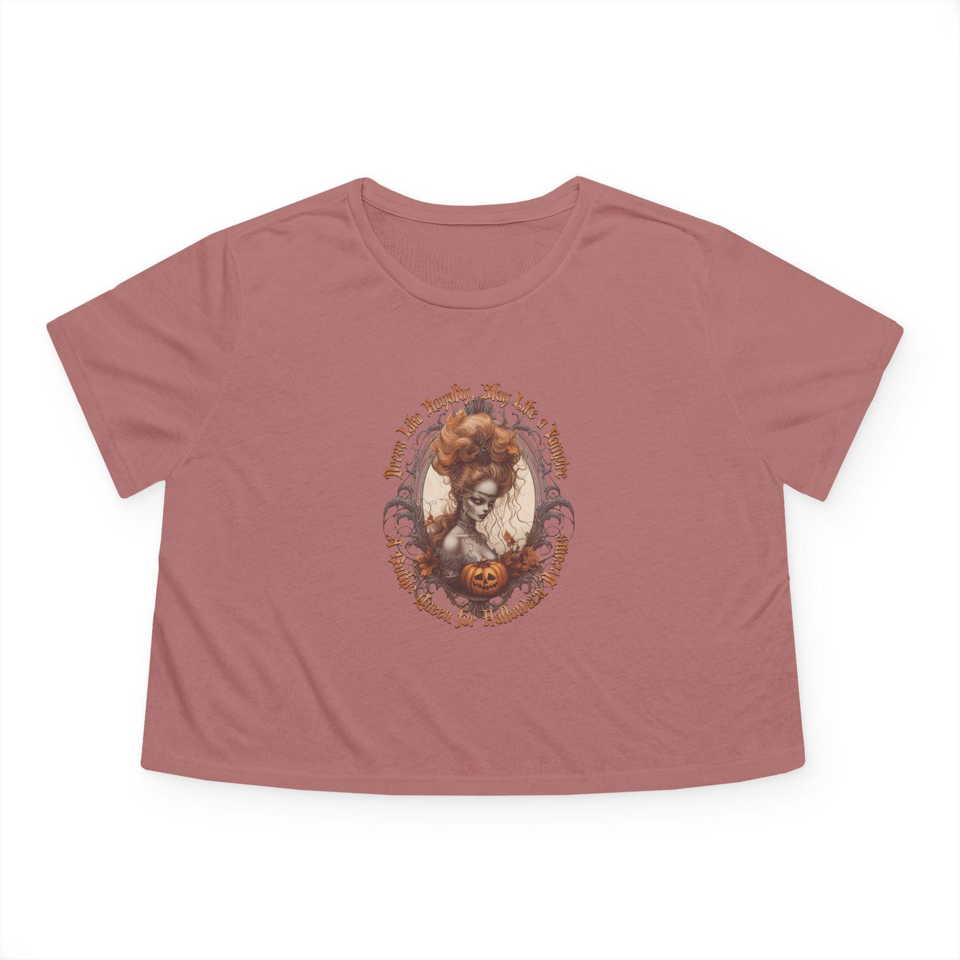 Women's Flowy Cropped Tee, Gothic Queen Halloween