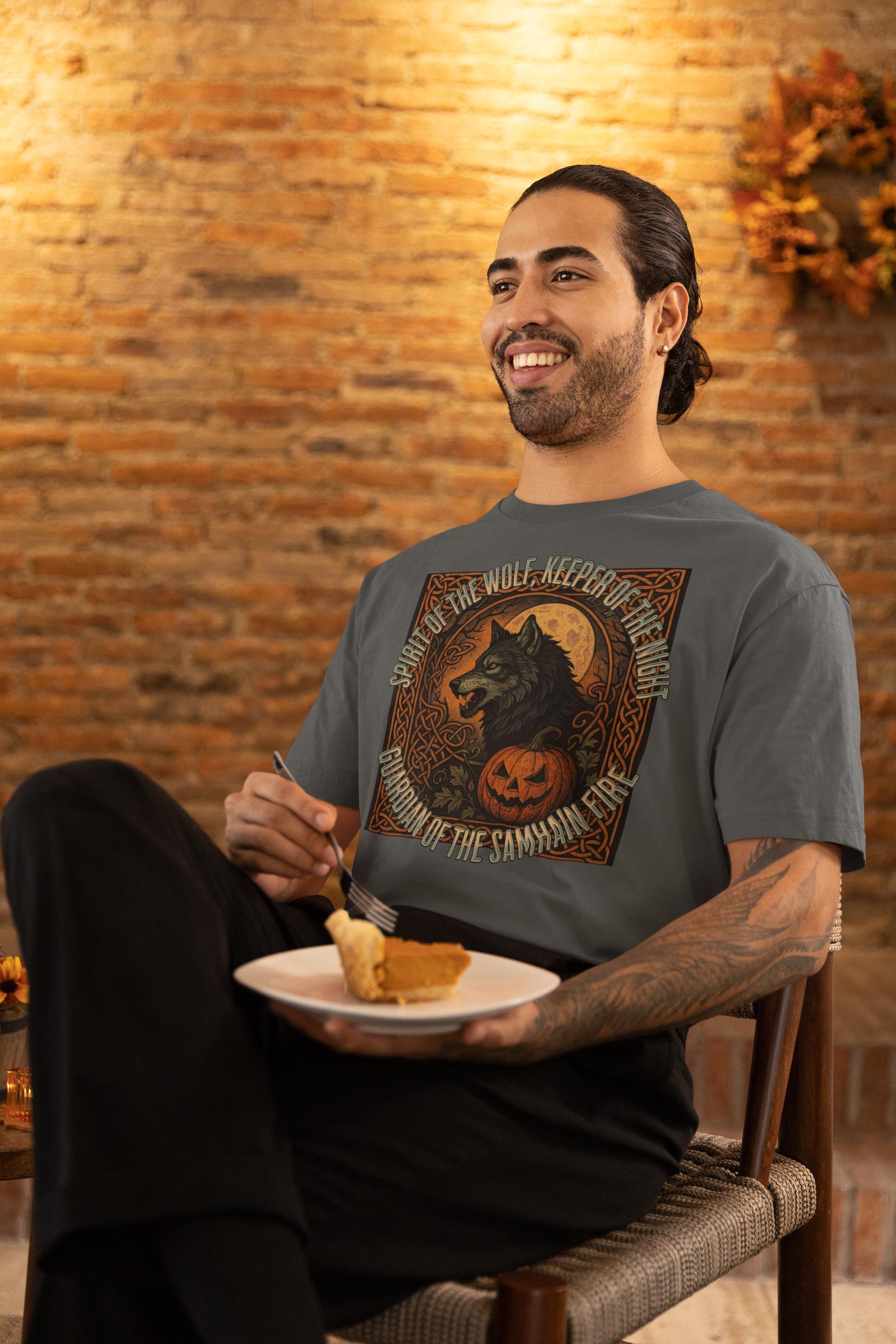 Wolf Howling at Moon Celtic Guardian of the Veil Shirt, Happy Halloween
