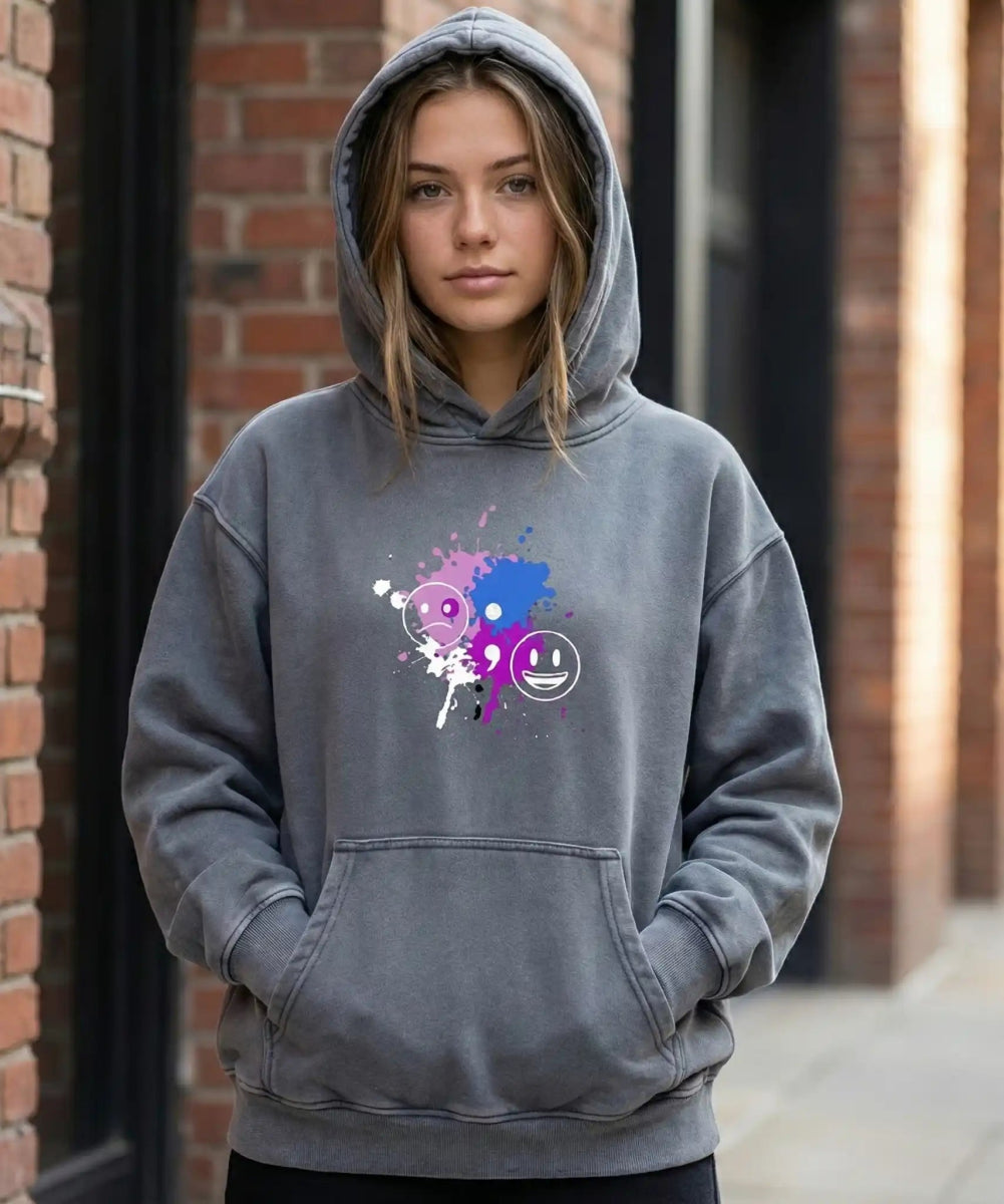 Mental Health Awareness Hoodie - UNBROKEN Semicolon Oversized Sweatshirt - Gooso Pixel