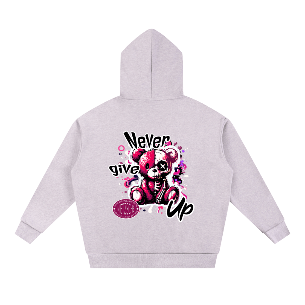 “Never Give Up” Oversized Hoodie by Gooso Pixel - Gooso Pixel