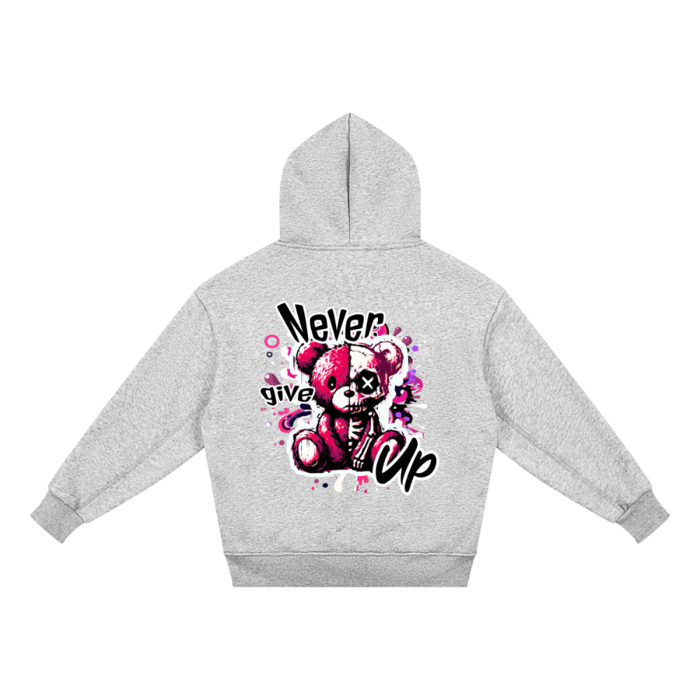 Never Give Up Teddy Hoodie – Oversized Streetwear for Kids & Teens - Gooso Pixel