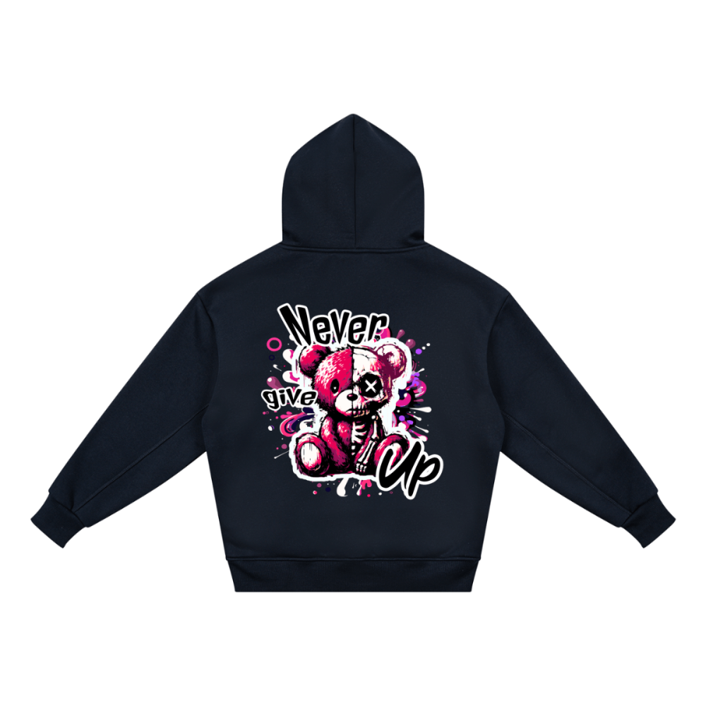Never Give Up Teddy Hoodie – Oversized Streetwear for Kids & Teens - Gooso Pixel