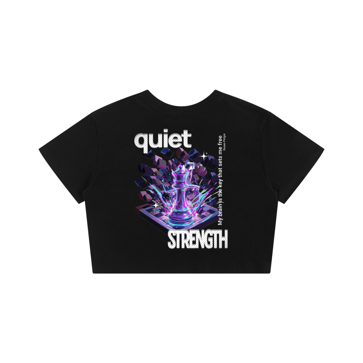 Quiet Strength Crop Top, Mental Health Awareness Chess Queen Women's Baby Tee Seamless T-Shirt - Gooso Pixel LLC