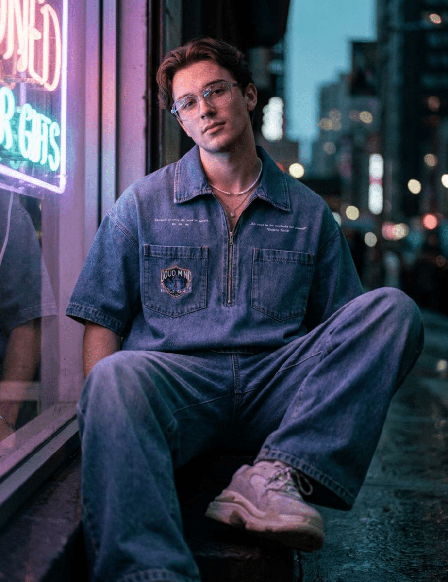 Quiet Strength Loud Mind Denim Top, Virginia Woolf Oversized Short - Sleeve Drop - Shoulder Streetwear - Gooso Pixel LLC