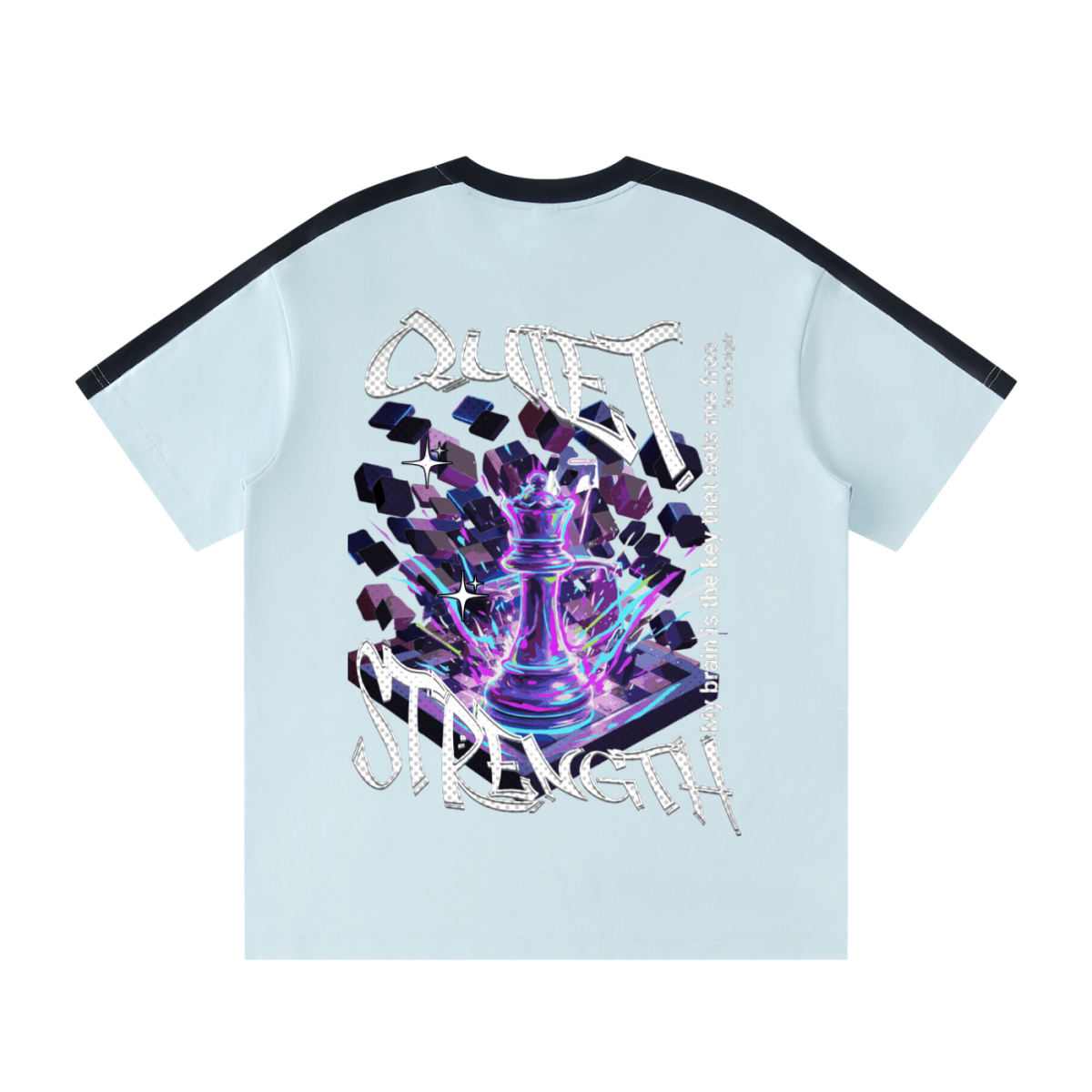 Quiet Strength Striped Collar Tee, Mental Health Awareness Chess Queen Unisex T-Shirt - Gooso Pixel LLC