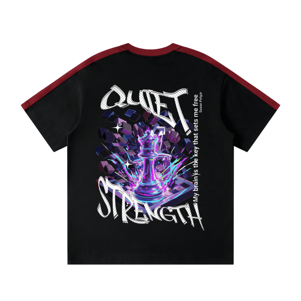 Quiet Strength Striped Collar Tee, Mental Health Awareness Chess Queen Unisex T-Shirt - Gooso Pixel LLC