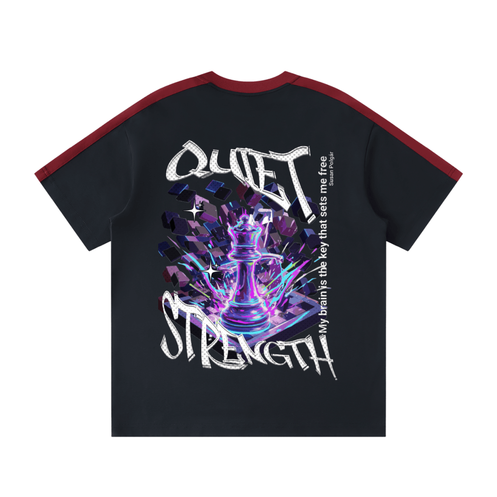Quiet Strength Striped Collar Tee, Mental Health Awareness Chess Queen Unisex T-Shirt - Gooso Pixel LLC