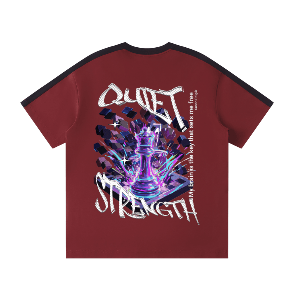 Quiet Strength Striped Collar Tee, Mental Health Awareness Chess Queen Unisex T-Shirt - Gooso Pixel LLC