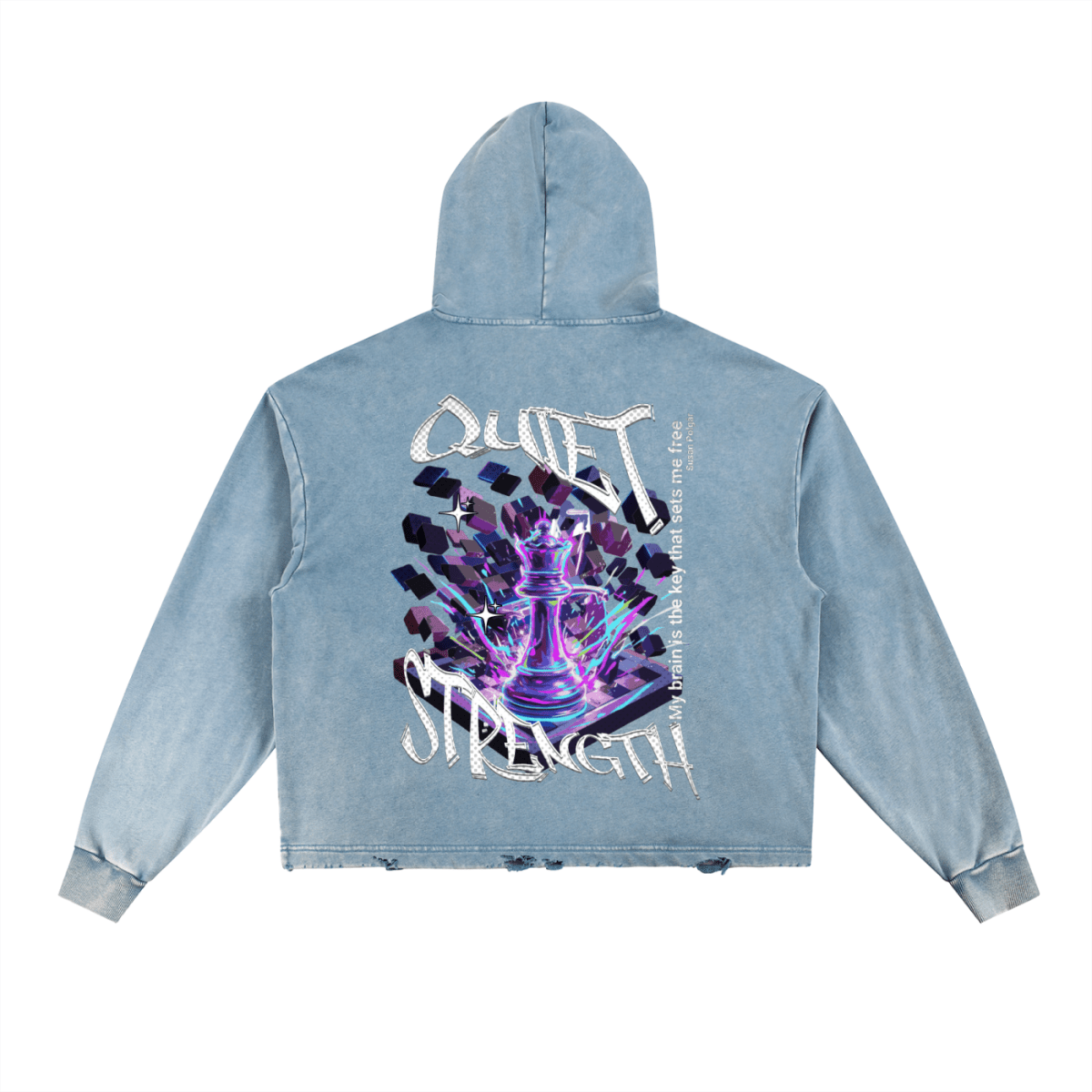 Quiet Strength Vintage Washed Hoodie, Mental Health Awareness Chess Queen Hoodie - Gooso Pixel LLC