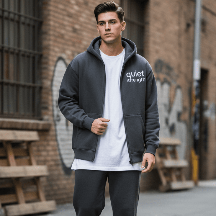 Quiet Strength Zip Hoodie - Mental Health Awareness Oversized Hoodie - Gooso Pixel LLC