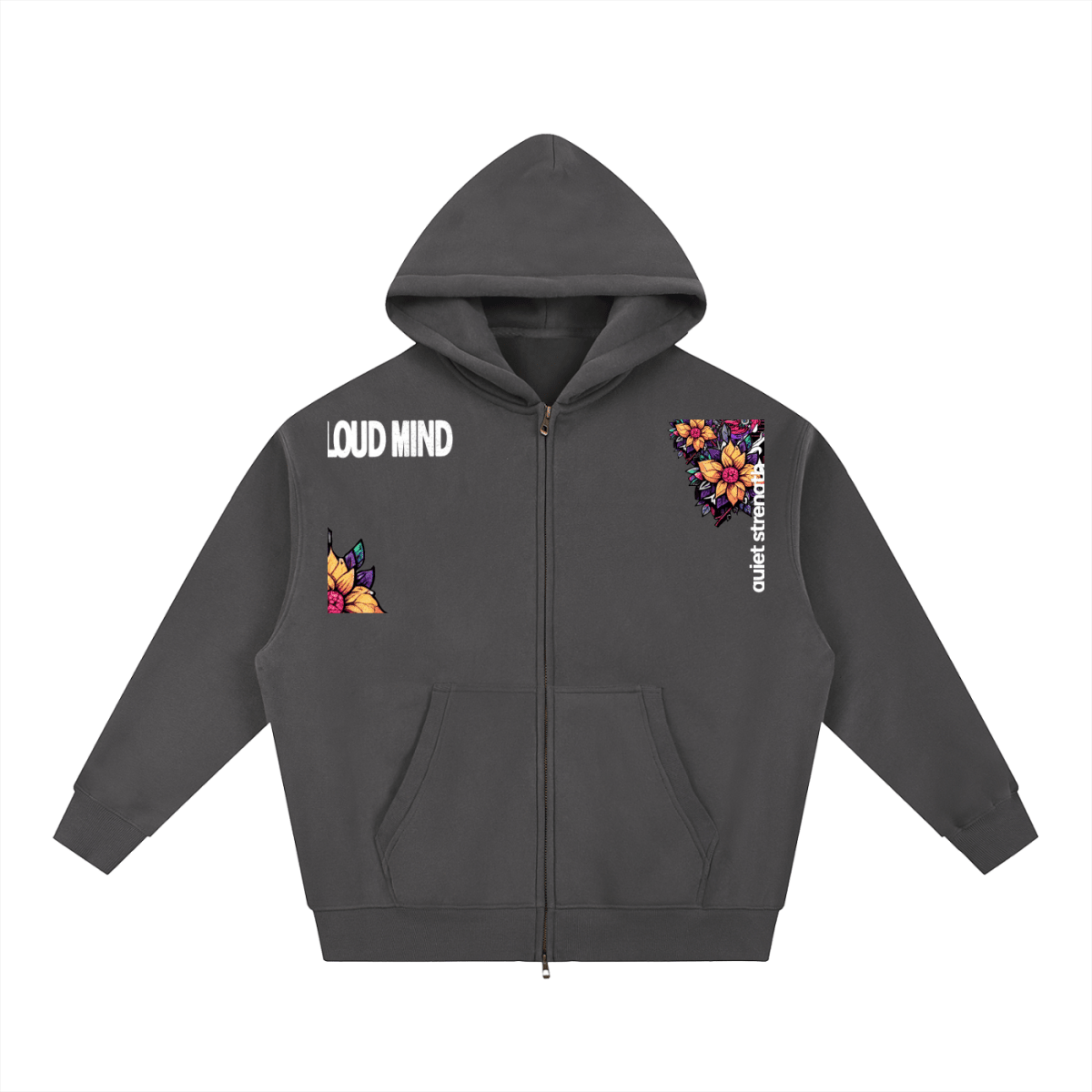 Quiet Strength Zip Hoodie, Mental Health Awareness Oversized Hoodie - Gooso Pixel LLC