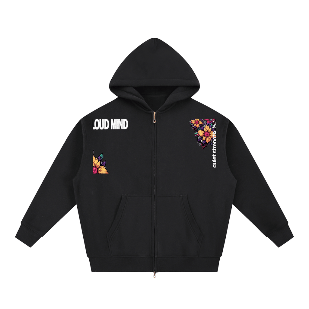 Quiet Strength Zip Hoodie, Mental Health Awareness Oversized Hoodie - Gooso Pixel LLC