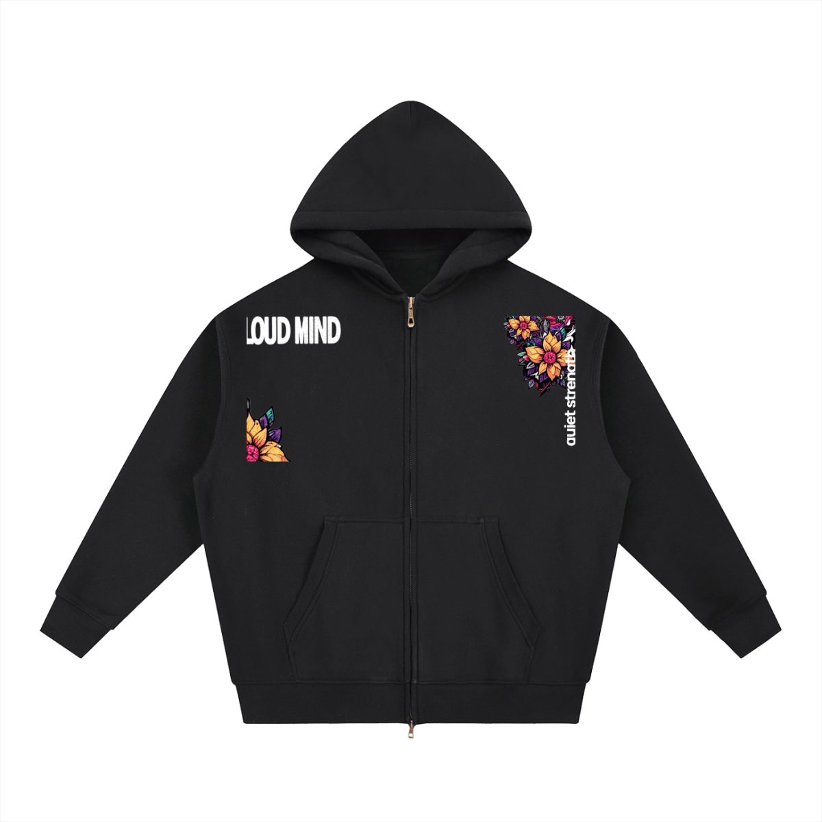 Quiet Strength Zip Hoodie, Mental Health Awareness Oversized Hoodie - Gooso Pixel LLC