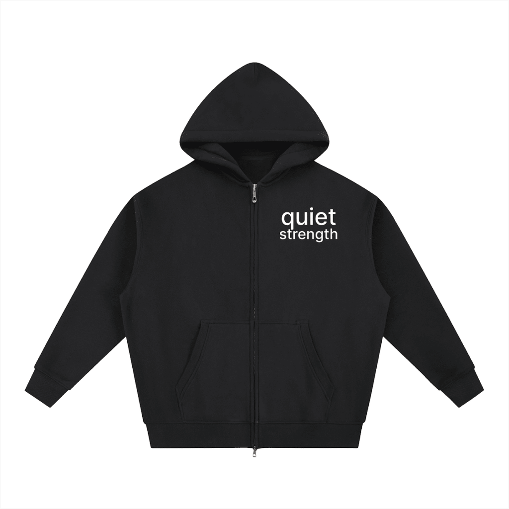 Quiet Strength Zip Hoodie - Mental Health Awareness Oversized Hoodie - Gooso Pixel LLC