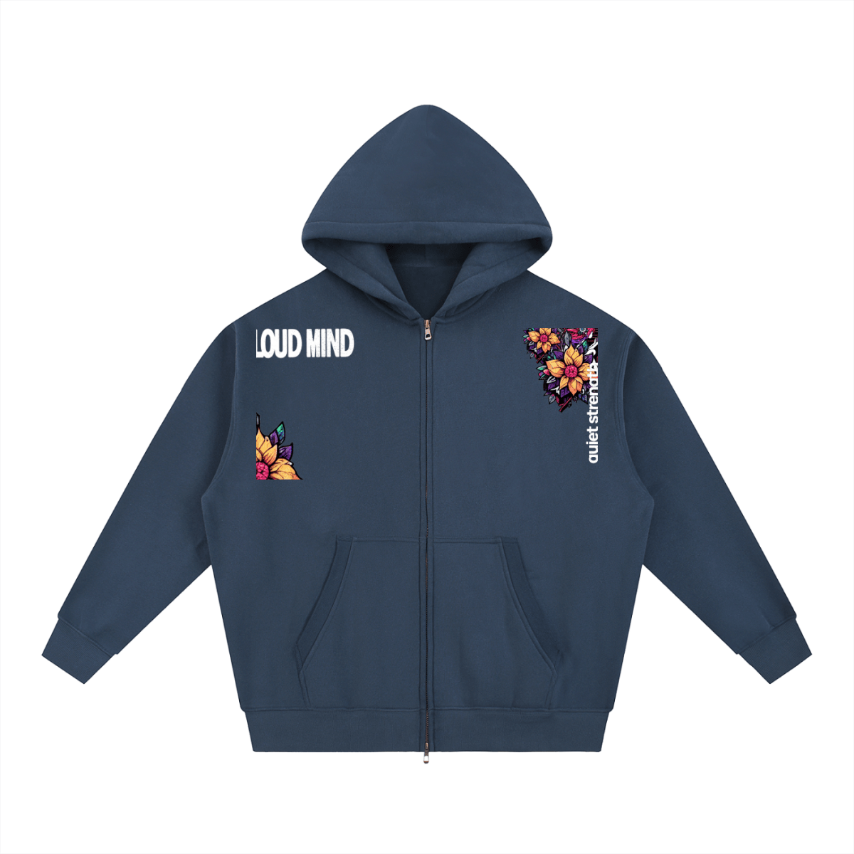 Quiet Strength Zip Hoodie, Mental Health Awareness Oversized Hoodie - Gooso Pixel LLC
