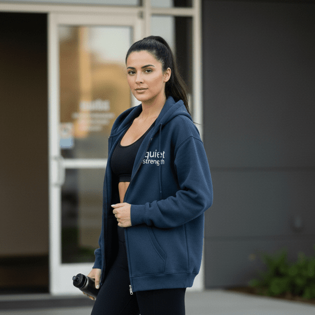 Quiet Strength Zip Hoodie - Mental Health Awareness Oversized Hoodie - Gooso Pixel LLC