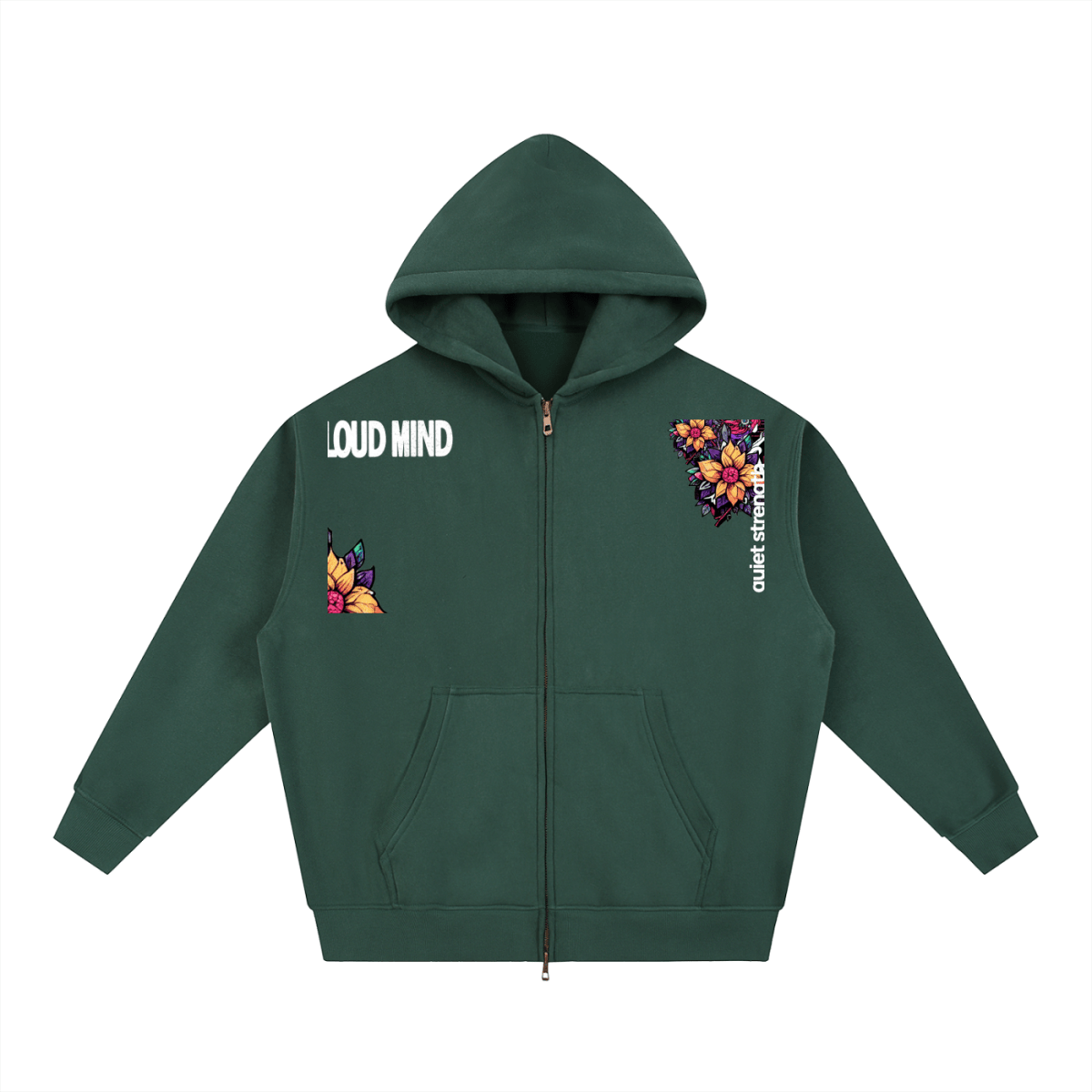 Quiet Strength Zip Hoodie, Mental Health Awareness Oversized Hoodie - Gooso Pixel LLC
