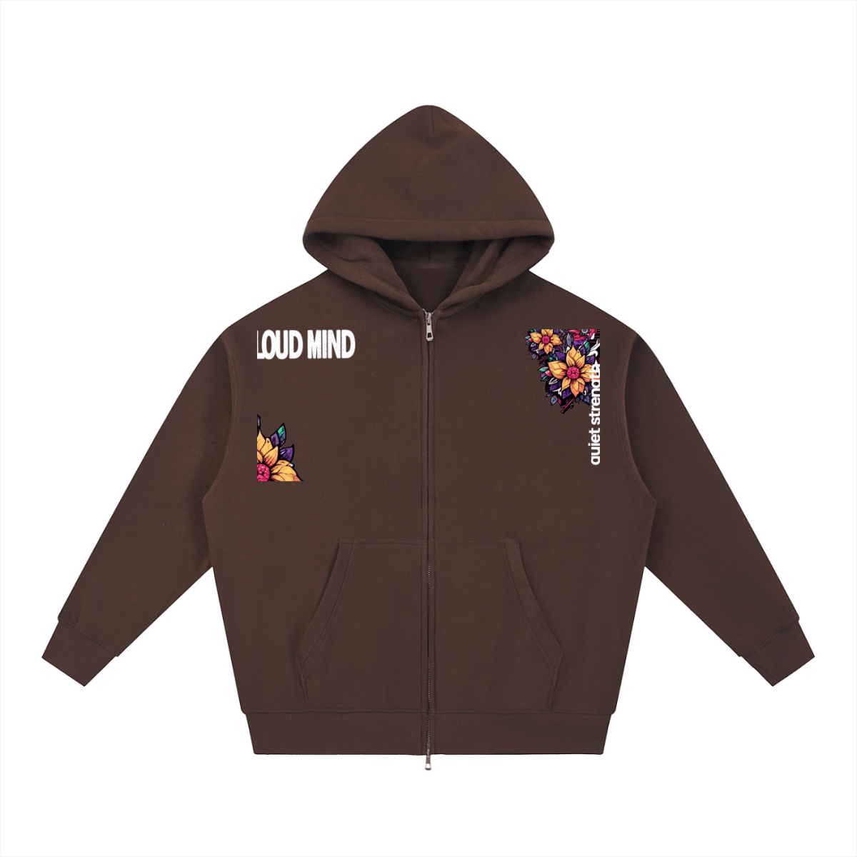 Quiet Strength Zip Hoodie, Mental Health Awareness Oversized Hoodie - Gooso Pixel LLC