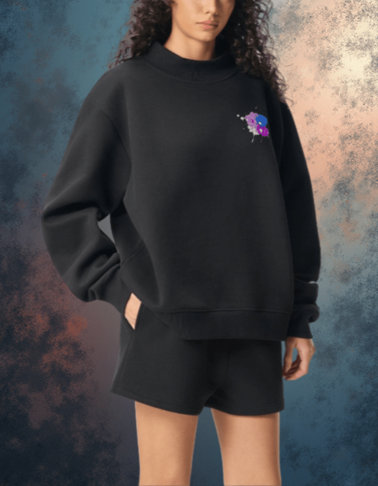UNBROKEN Blue Teddy Sweater – Women’s Oversized Turtleneck Pullover - Gooso Pixel