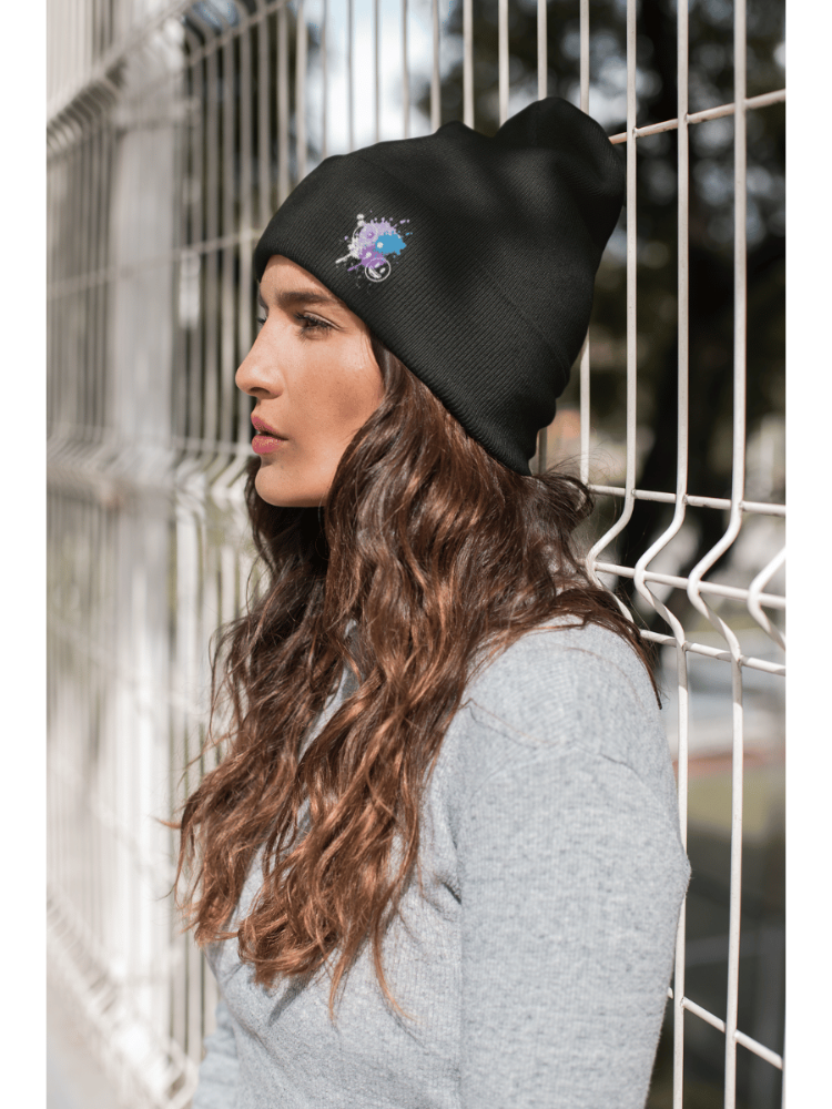 Suicide Awareness Semicolon Embroidered Knit Beanie - Gooso Pixel