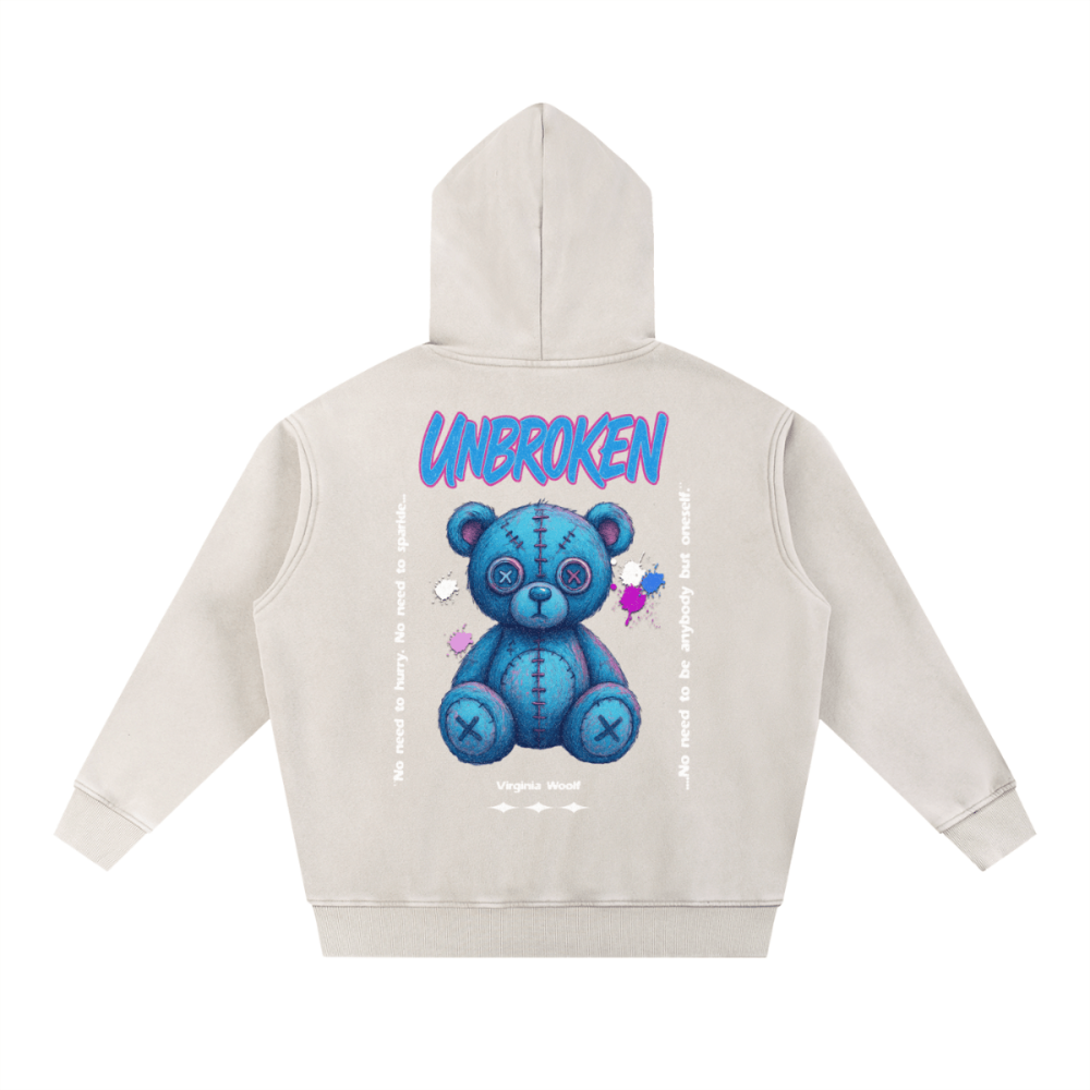 UNBROKEN Blue Teddy Sweater – Oversized Hoodie with Meaning - Gooso Pixel