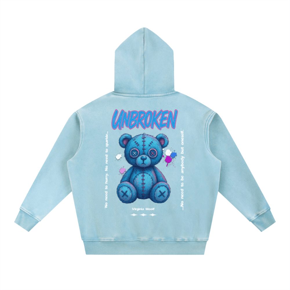 UNBROKEN Blue Teddy Sweater – Oversized Hoodie with Meaning - Gooso Pixel