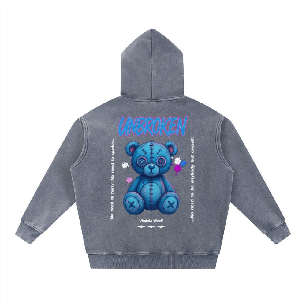 UNBROKEN Blue Teddy Sweater – Oversized Hoodie with Meaning - Gooso Pixel