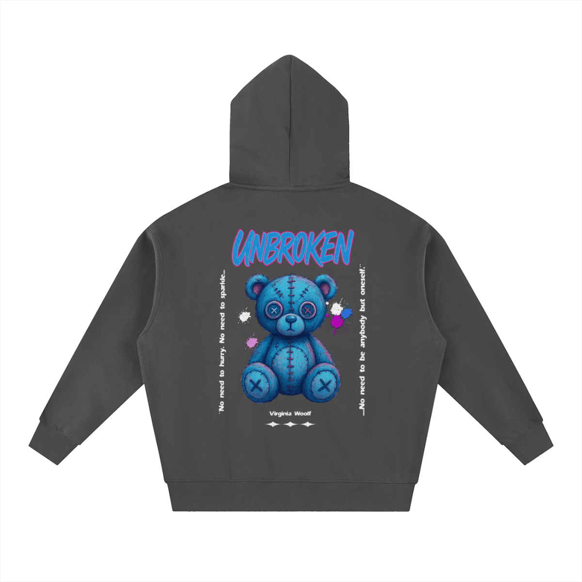 UNBROKEN Blue Teddy Zip - Up Hoodie– Virginia Woolf Edition - Gooso Pixel LLC