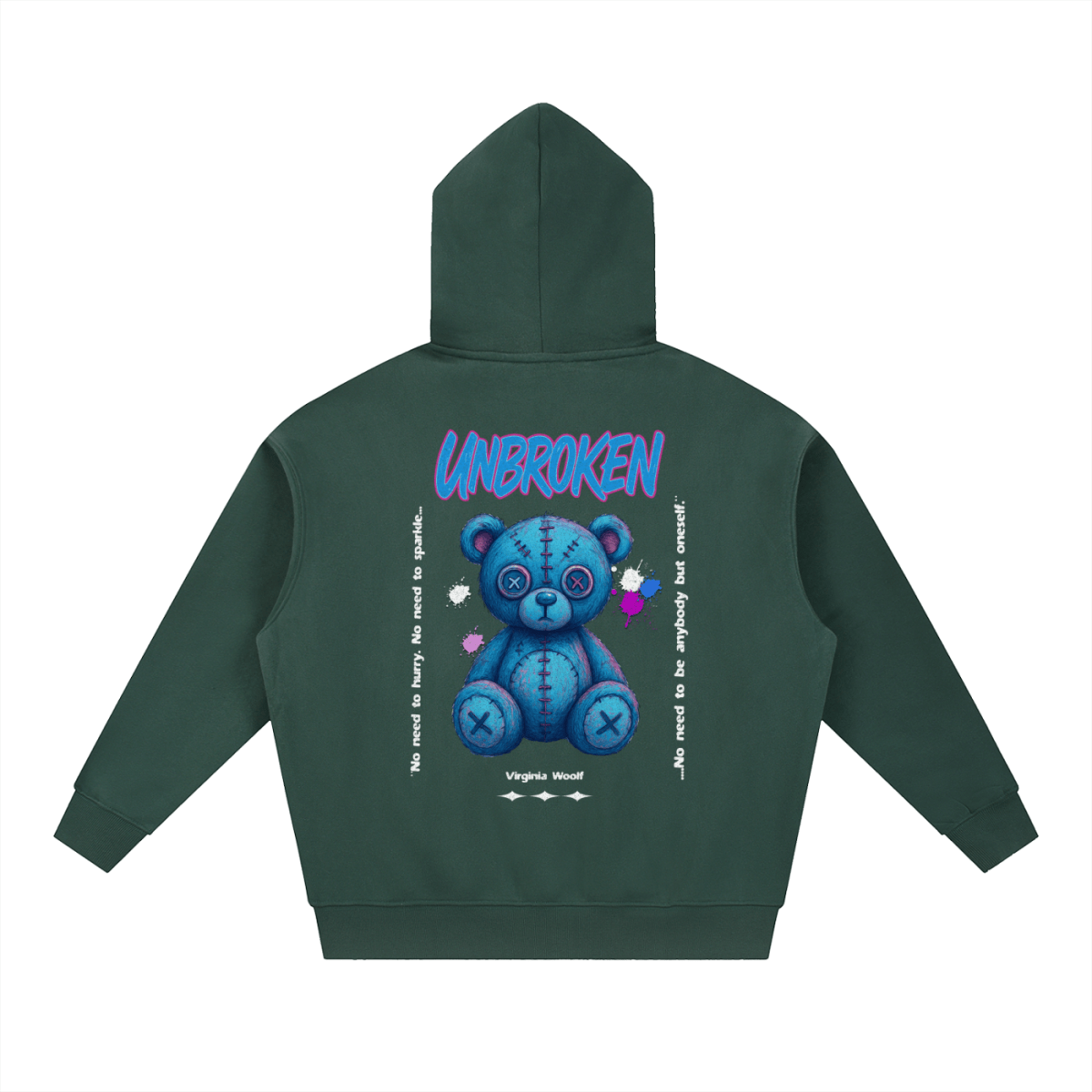 UNBROKEN Blue Teddy Zip - Up Hoodie– Virginia Woolf Edition - Gooso Pixel LLC