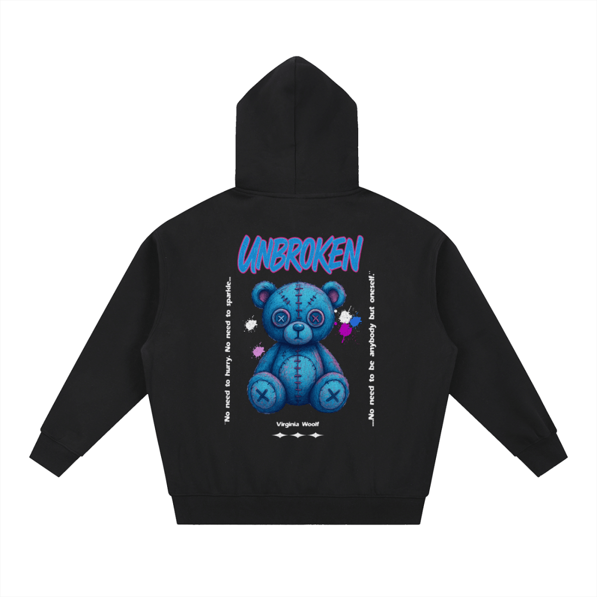 UNBROKEN Blue Teddy Zip - Up Hoodie– Virginia Woolf Edition - Gooso Pixel LLC