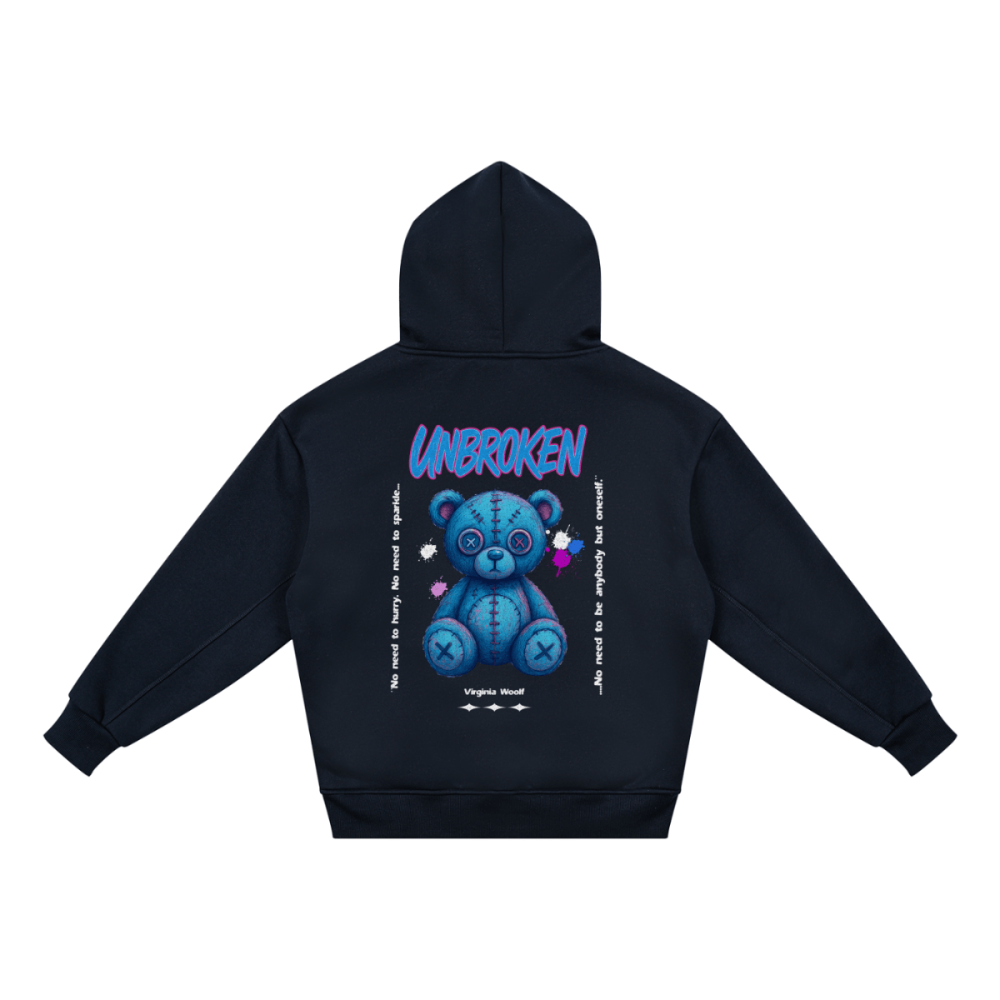 UNBROKEN Oversized Blue Teddy Hoodie – Authentic & Cozy Street Style Kid Teen - Gooso Pixel