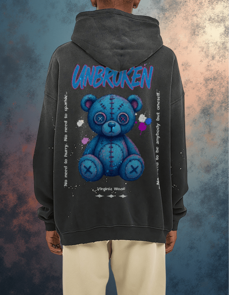 UNBROKEN Teddy Hoodie – Suicide Awareness Semicolon Edition (Unisex Loose Fit) - Gooso Pixel