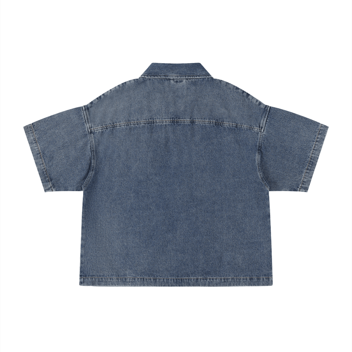 Unisex Vintage Wash Boxy Quarter - Zip Denim Shirt - Gooso Pixel LLC