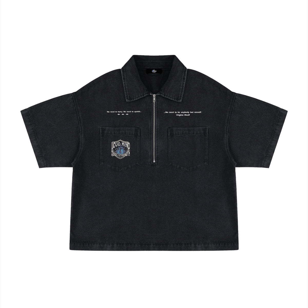 Unisex Vintage Wash Boxy Quarter - Zip Denim Shirt - Gooso Pixel LLC