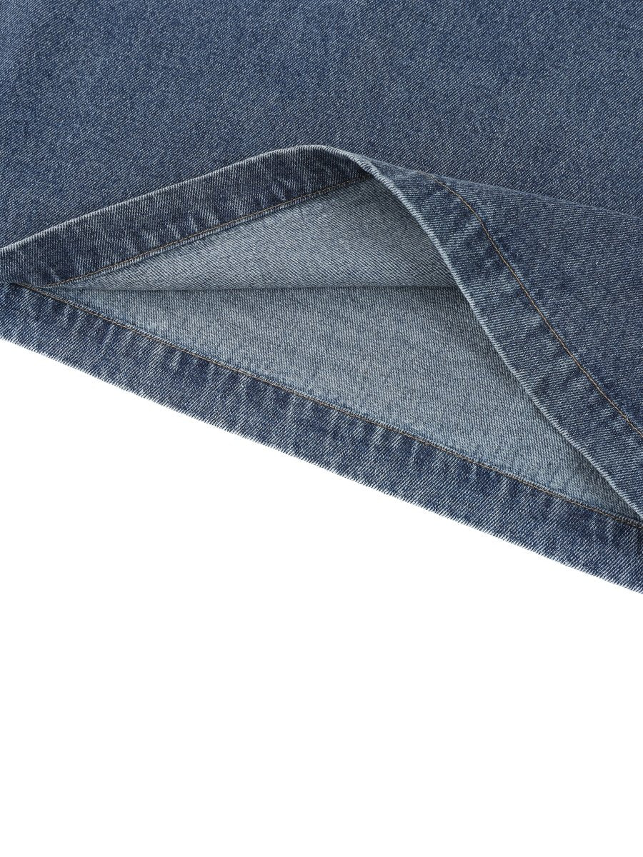 Unisex Vintage Wash Boxy Quarter - Zip Denim Shirt - Gooso Pixel LLC