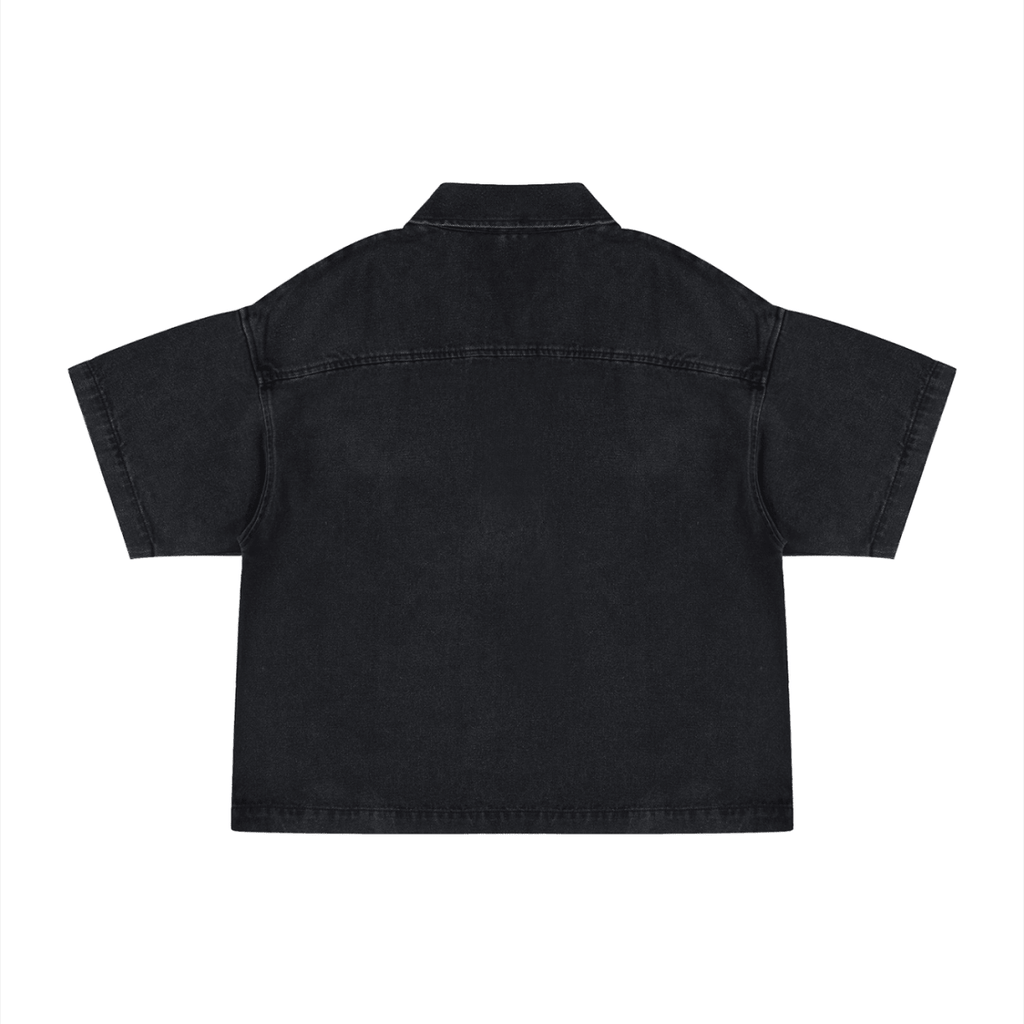 Unisex Vintage Wash Boxy Quarter - Zip Denim Shirt - Gooso Pixel LLC
