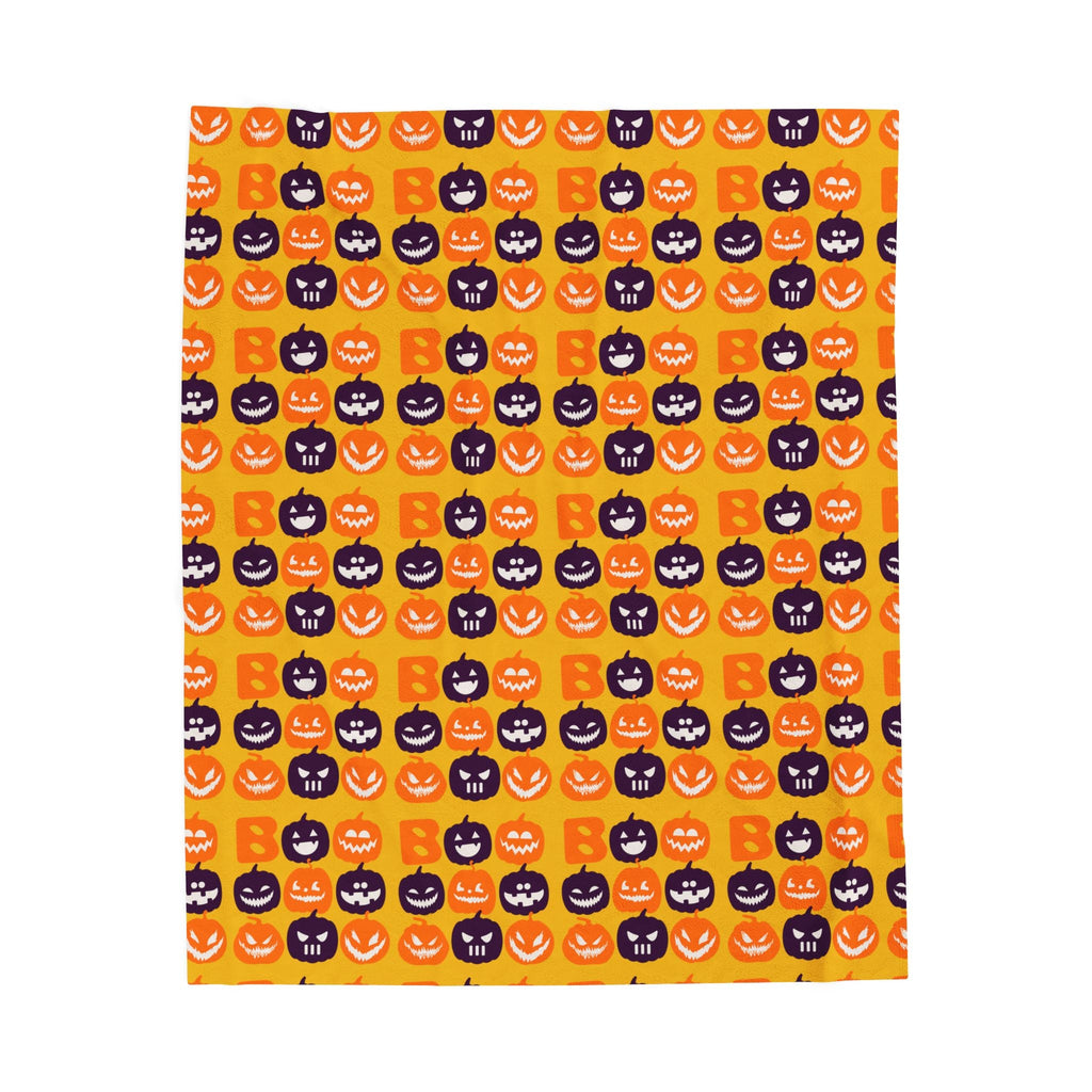 Velveteen Plush Blanket - Pumpkin Halloween Design, Cozy Fall Home Decor, Soft Throw Blanket, Warm Sofa - Gooso Pixel
