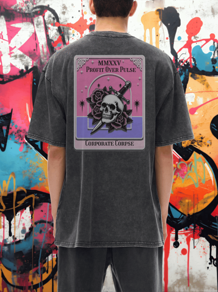 Vintage Wash “MMXXV Corporate Corpse” Tee: Premium cotton, oversized fit, bold design. - Gooso Pixel