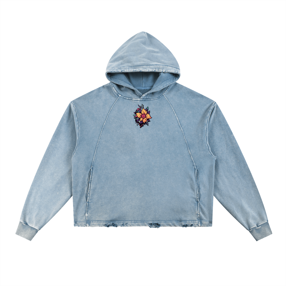 Vintage Washed Frayed - Hem Hoodie - Gooso Pixel LLC