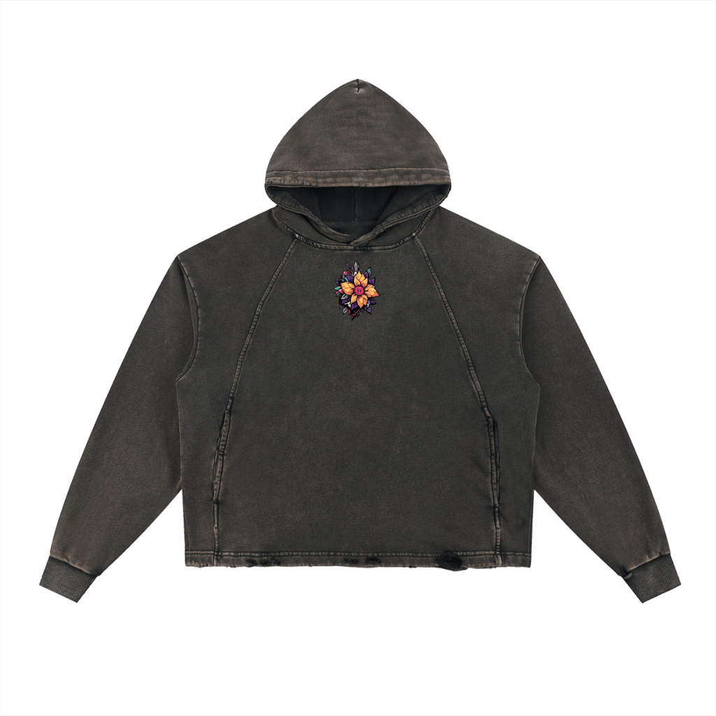 Vintage Washed Frayed - Hem Hoodie - Gooso Pixel LLC