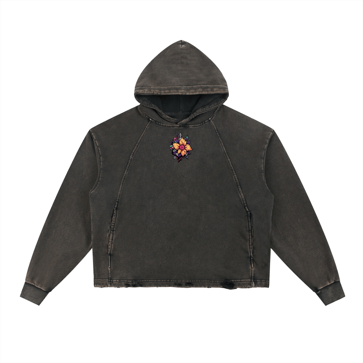 Vintage Washed Frayed - Hem Hoodie - Gooso Pixel LLC