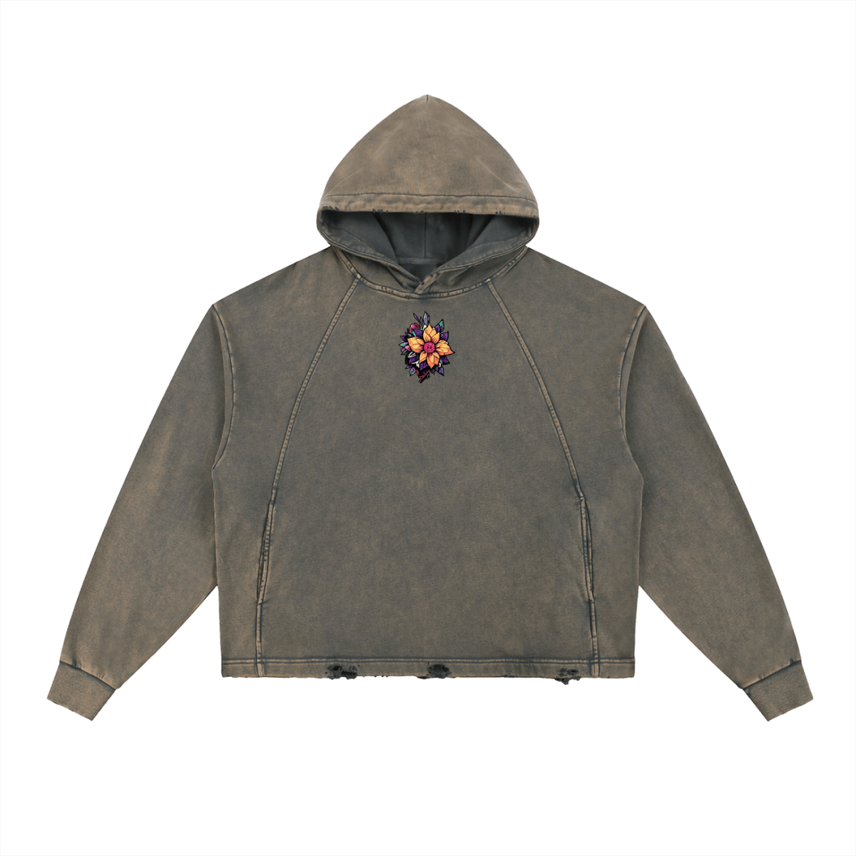 Vintage Washed Frayed - Hem Hoodie - Gooso Pixel LLC