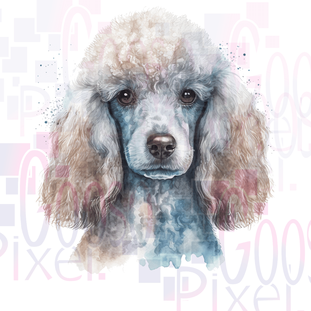 White Poodle Watercolor Digital Art | Elegant Poodle Portrait Print | Dog Lover Digital Download - Gooso Pixel