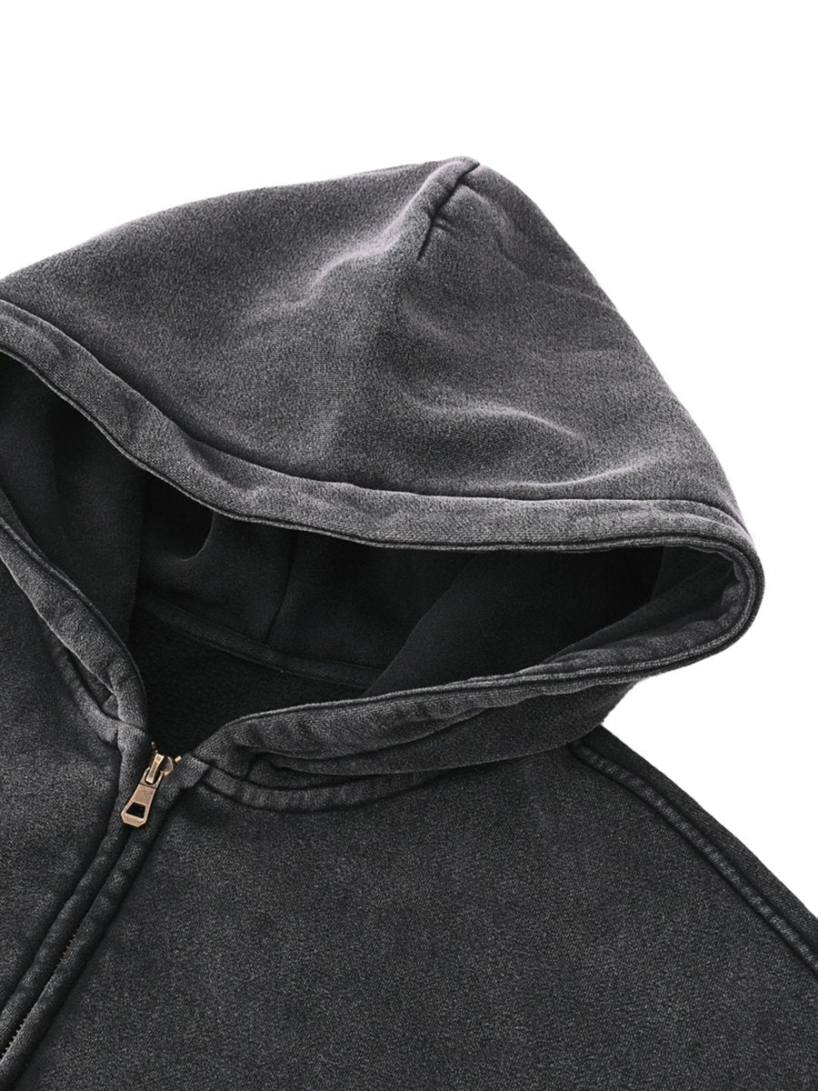 Zip - Through Boxy Fleece Hoodie - Gooso Pixel LLC