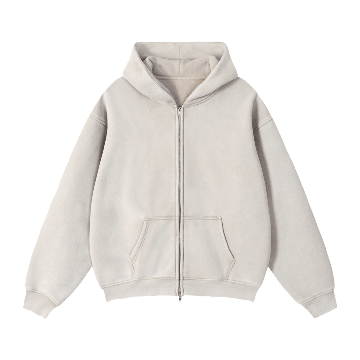 Zip - Through Boxy Fleece Hoodie - Gooso Pixel LLC