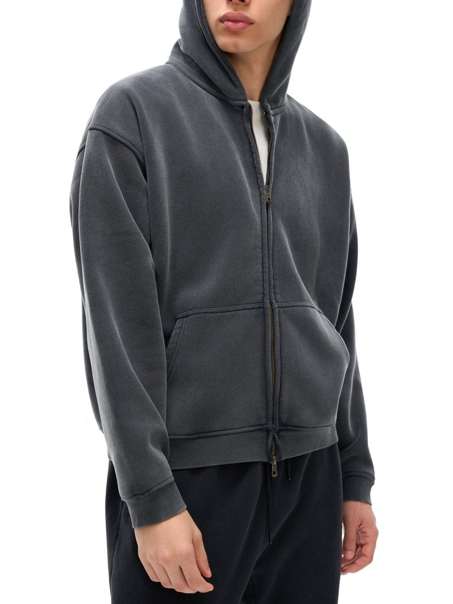 Zip - Through Boxy Fleece Hoodie - Gooso Pixel LLC